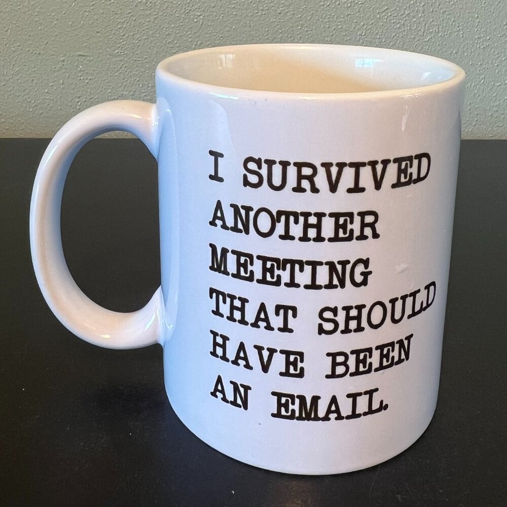 I SURVIVED ANOTHER MEETING THAT SHOULD HAVE BEEN AN EMAIL Ceramic Mug